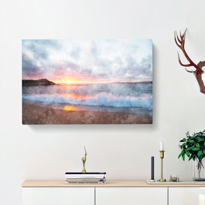Pacific Coast Sunset - Wrapped Canvas Painting Print