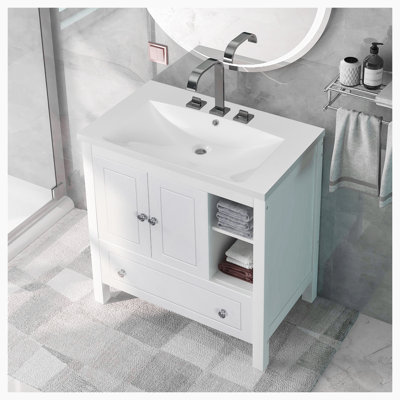 Assam 30'' Free Standing Single Bathroom Vanity with Ceramic Top -  Ebern Designs, 4AAF9C39D6894CF4A526CDD41091EDBB