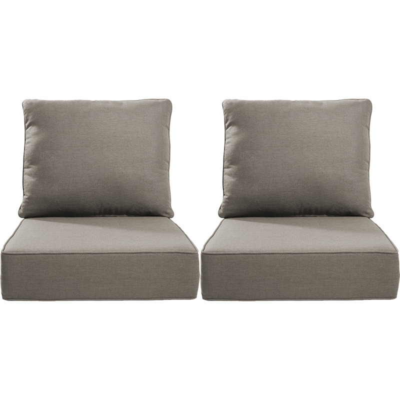 Ensemble de coussin de siège et de dossier en polyester résistant aux intempéries Deb, Gris, 2, L 24 po x P 24 po 