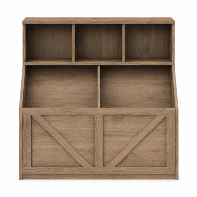 Armoire de rangement pour jouets pour enfants intégrée avec bibliothèque, cubes ouverts et grands bacs de rangement, structure anti-basculement sécuritaire, organisateur gris neutre pour salle de jeux, chambre de bébé, salle de classe et chambre à coucher