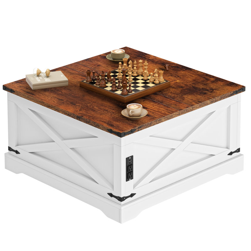 Multi-functional Lifting Dining Table Coffee Table, 18.5"H x 31.5"L x 31.5"W