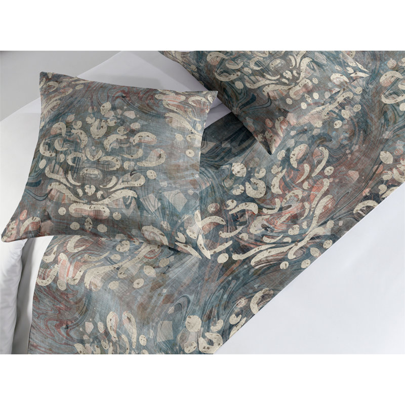 Ensemble de chemin de lit Ambesonne Damask Victorian Swirly Leaf, Très grand lit