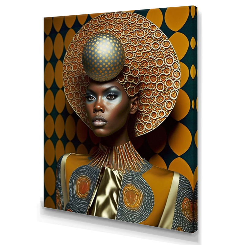 «Exquiste African Woman Design VI», reproduction sur toile, H 20 po x l 12 po x P 1 po, Toile tendue