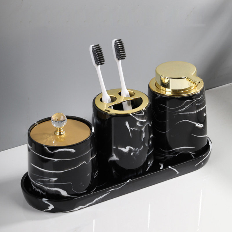 4 Pieces Bathroom Accessories Complete Set, Black