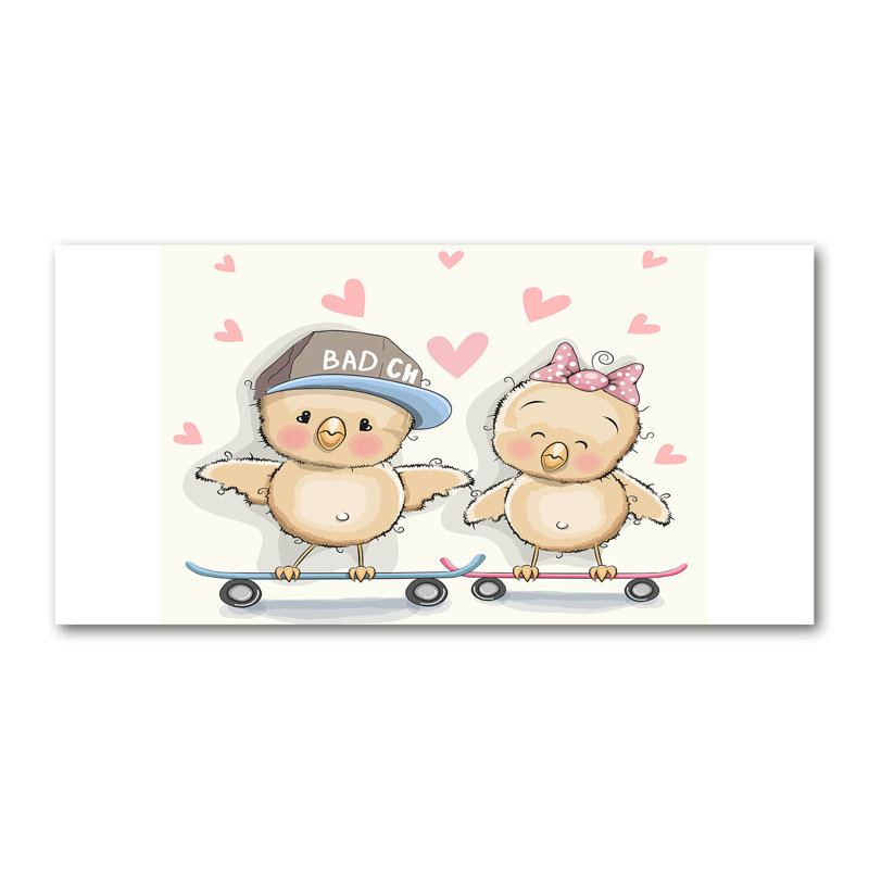 Birds On A Skateboard - Wrapped Canvas Print
