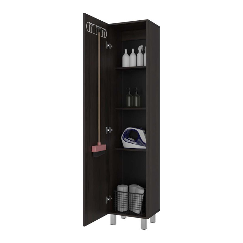 Stained Walnut Storage Cabinet With Fixed Shelf, Walnut