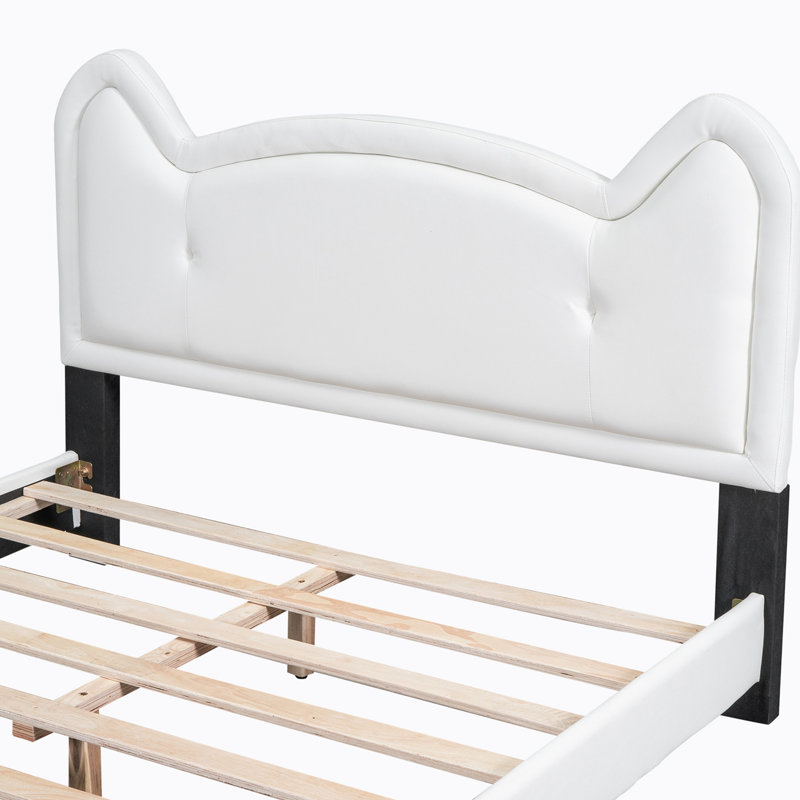 Ceasar Vegan Leather Platform Bed, White, Full