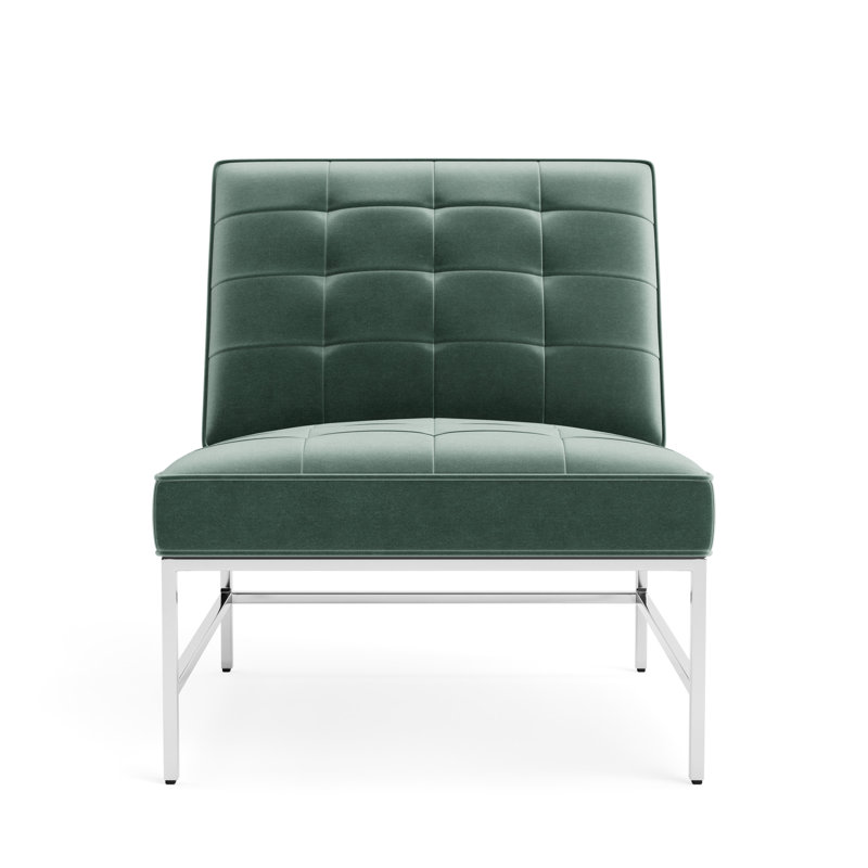 Major Chair, Performance Velvet - Jade, Polished Stainless Steel