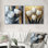 Ensemble de tulipes géométriques géométriques «Pure Form I» - art mural traditionnel pour salon 2 pièces