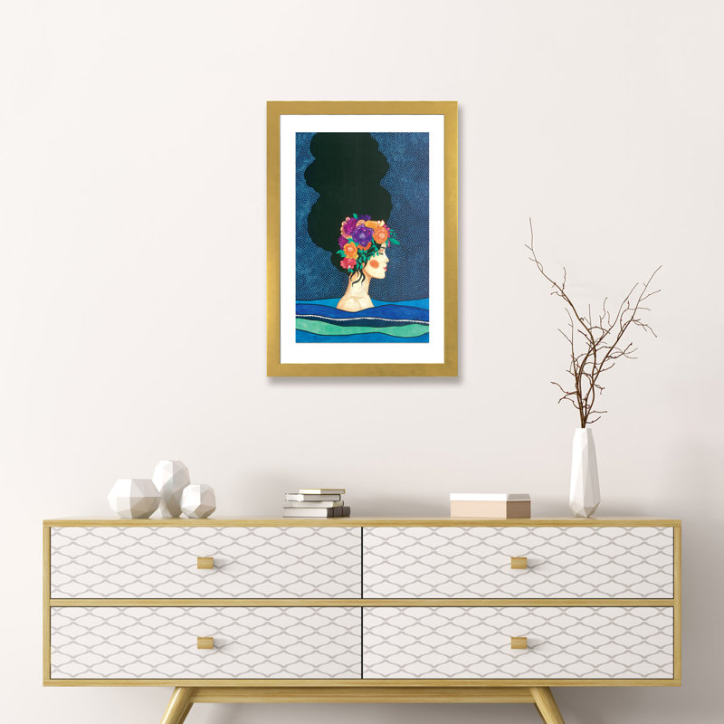 «Renovated» par Hülya zdemir - impression d'art graphique, H 24 po x l 16 po x P 1 po, Papier encadré doré