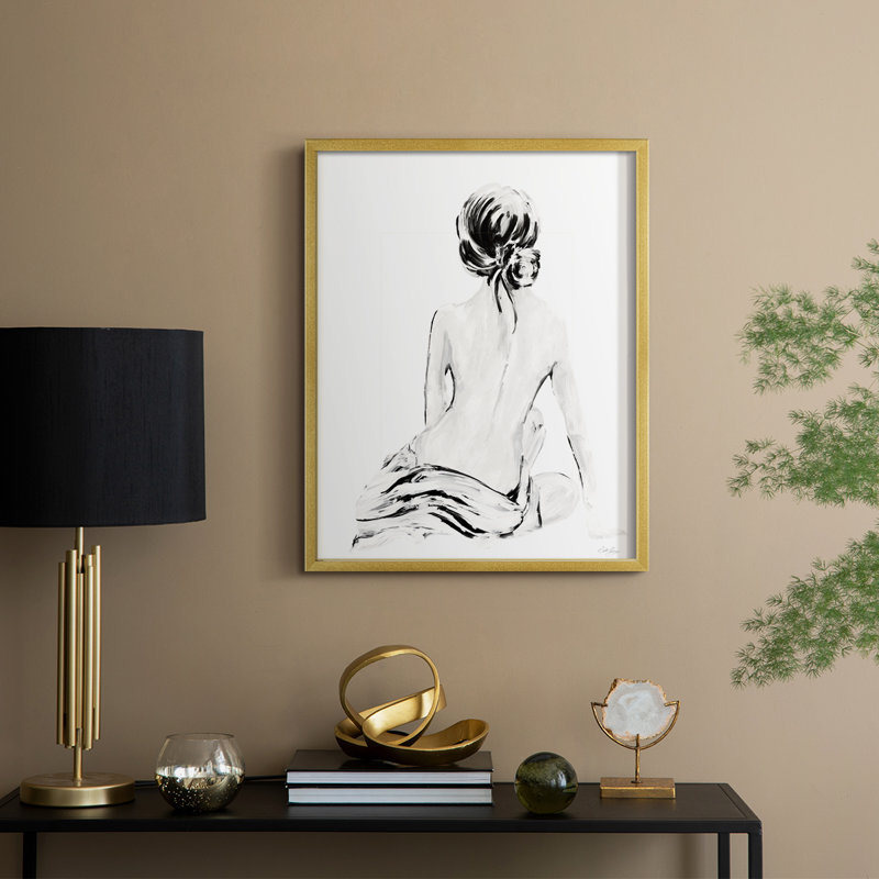 Impressionniste, impressionnant, nu doux I, impression encadrée - bois massif, Gold, H 21 po x l 17 po