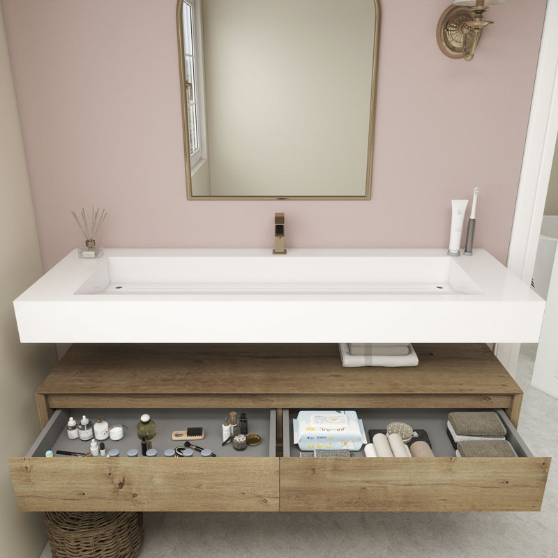 Alysa Wall-Mounted Single Bathroom Vanity Set, Oak