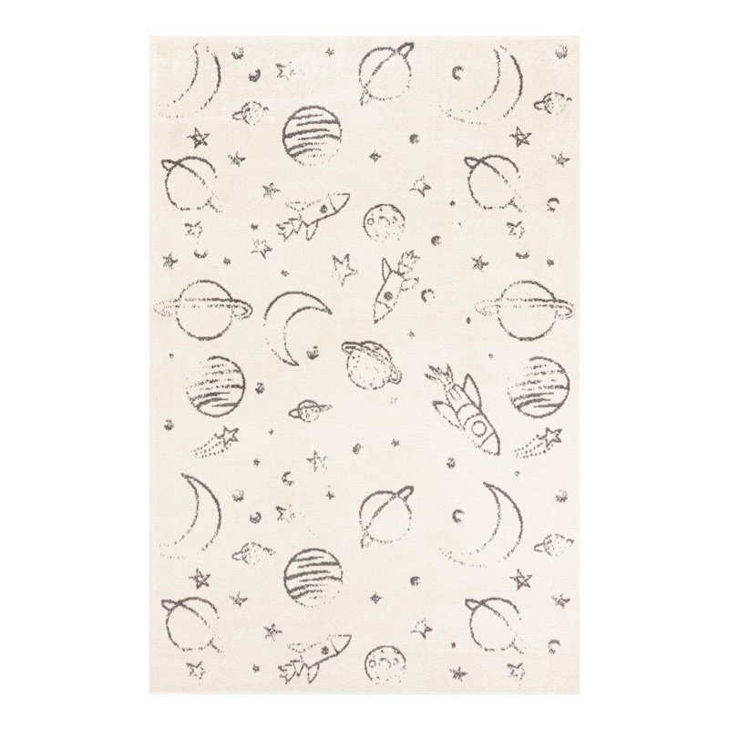 Machine Woven Polypropylene Plastic Rug, Rectangle 5'3" x 8', Ivory