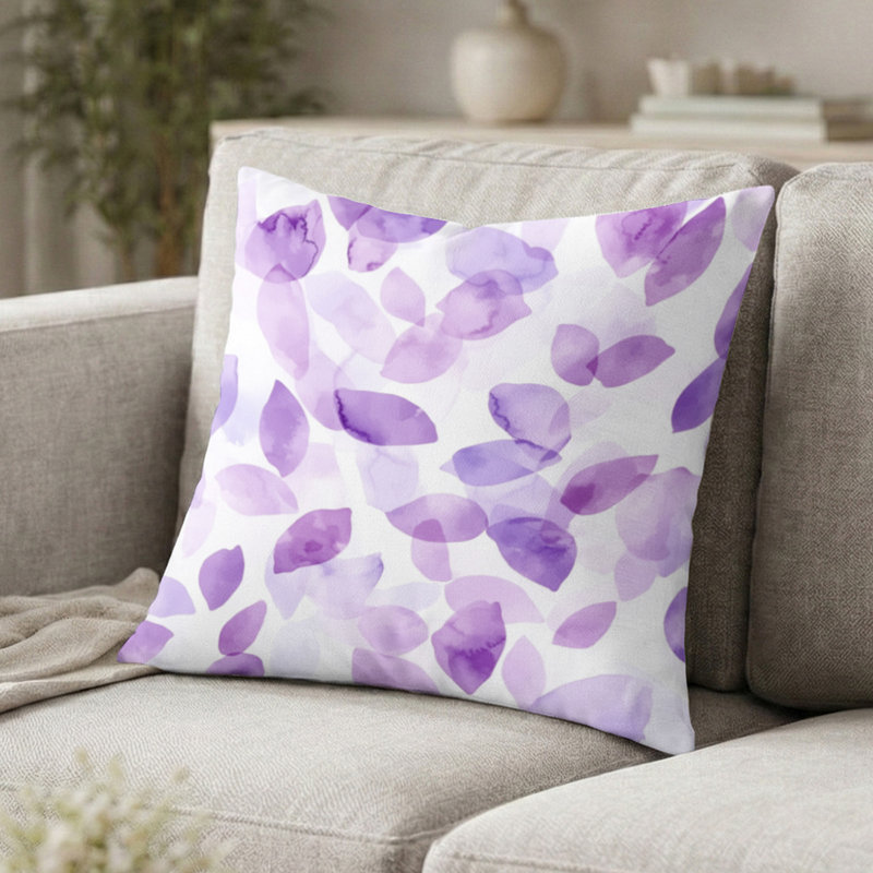 Coussin Boho - Coussin abstrait imprimé lavande, H 18 po x l 18 po