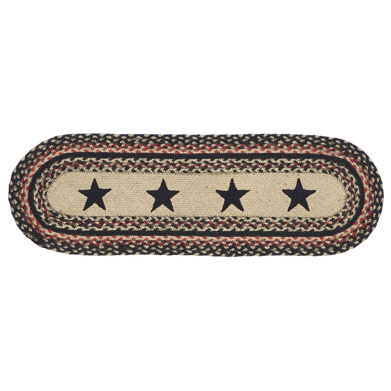 Tapis naturel Amai / noir / rouge, Oval 8,5 po x 2 pi 3 po