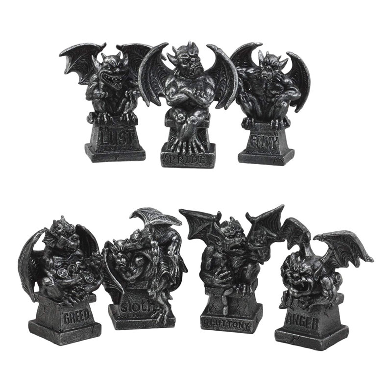 Ensemble de figurine 7 pièces allegorical sins gargouille Cattaraugus