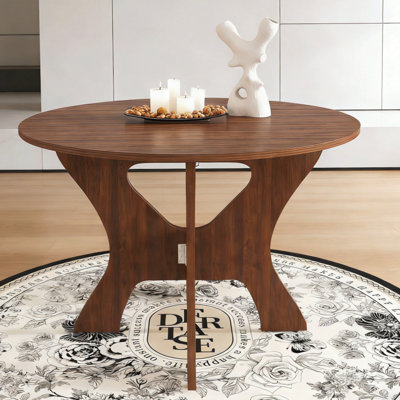 Table de salle à manger pliante pour petits espaces, table en panneau de fibres à densité moyenne avec placage de noyer durable pour une utilisation intérieure et extérieure