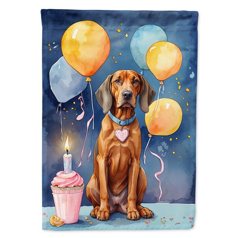 Drapeau de jardin «Happy Birthday», Redbone Coonhound