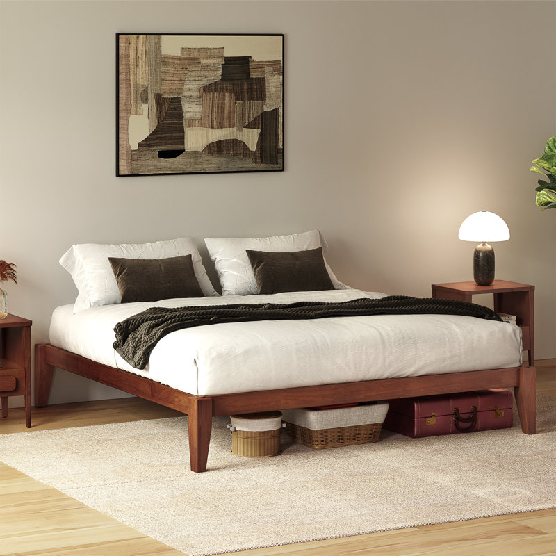 Carruthers Japanese Joinery Bed Frame, Premium Solid Wood Platform Bed Frame with Wood Slat Support, No Box Spring Needed, Easy Assembly, Minimalist & Modern Style