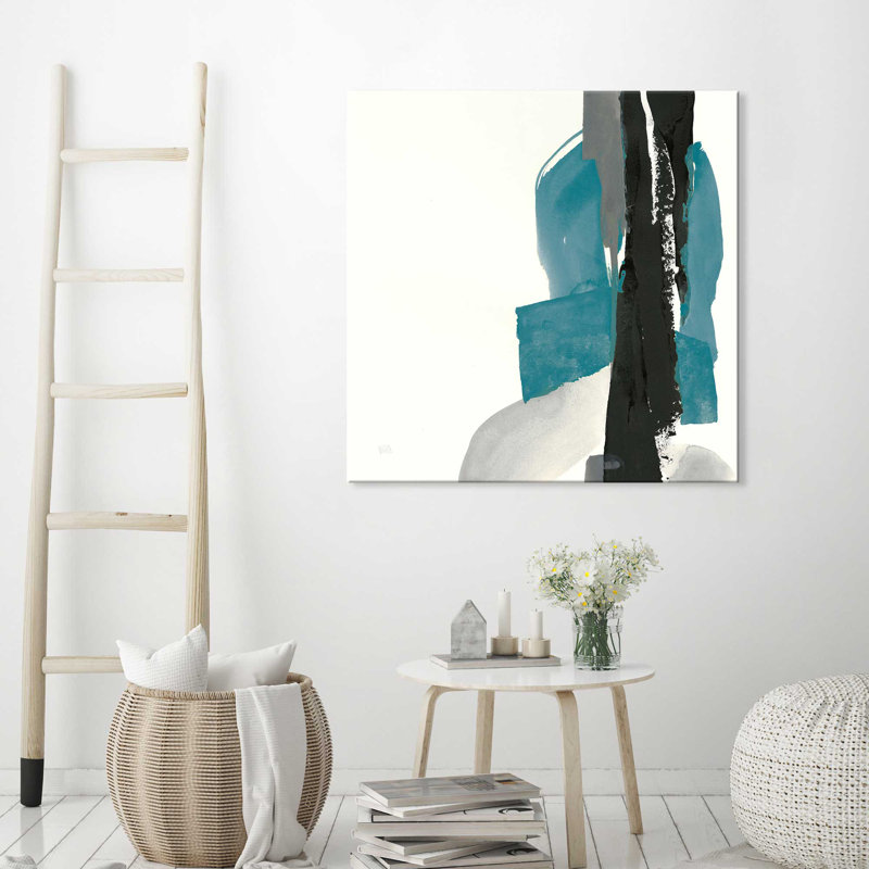 «Black and Teal I», reproduction de peinture acrylique, H 36 po x l 36 po x P 1,5 po, Toile tendue