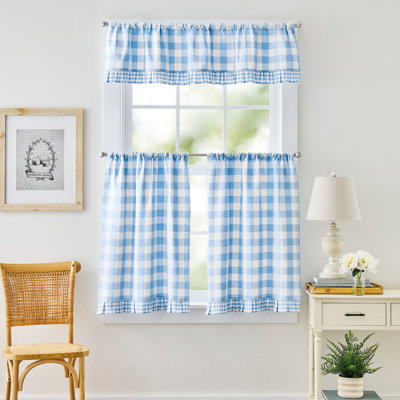  Buffalo Plaid Blue Tier & Valance Set