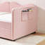 Lit de jour simple, lit de jour rembourré en vichy équipé d'un cadre de lit gigogne escamotable et d'une poche de rangement latérale, canapé-lit multifonctionnel en bois massif pour chambre d'enfant et chambre d'amis - Rose-131098158-131098160
