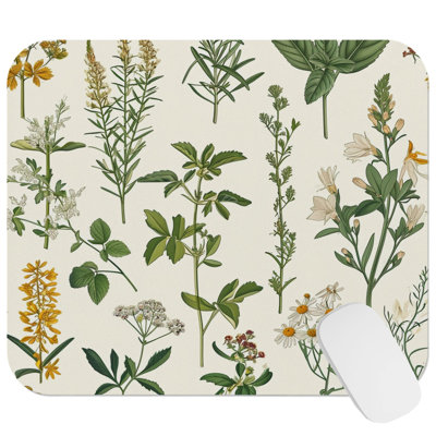 Botanical Plants & Wildflowers Garden IV Plants Cottage & Cottagecore Gaming Cute Office Laptop Desk Pad Gift Mat Square Rectangle Non-Slip Mousepad