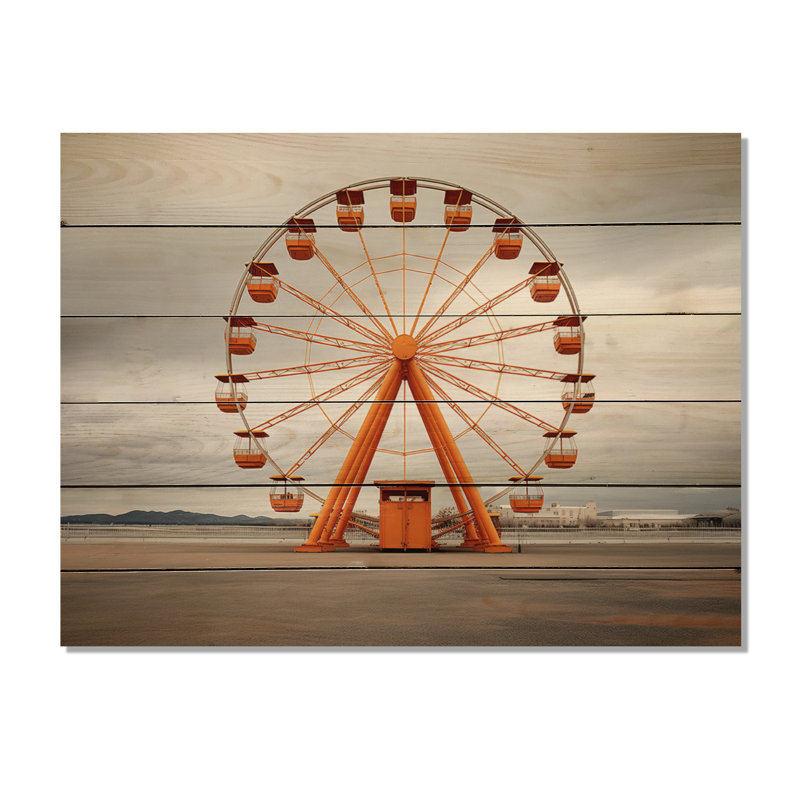 «Orange Ferris Wheel Spinning Stories» sur impression sur bois, H 30 po x l 40 po x P 0,78 po