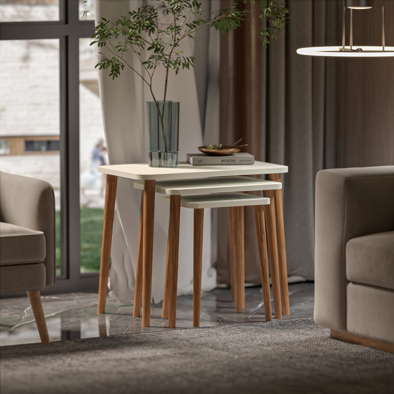 Nyda Nesting Tables, Cream White