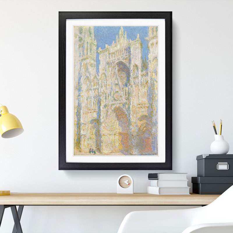 Rouen Cathedral Vol.2 by Claude Monet - Picture Frame Painting, Black Framed, 36cm H x 27cm W x 2cm D