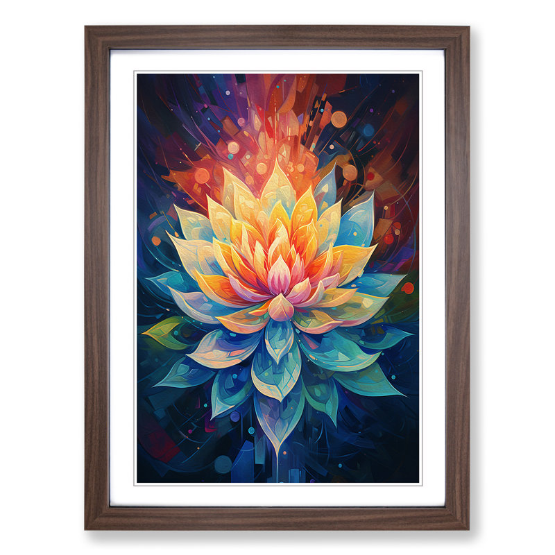 Lotus Flower Orphism Framed Print, Walnut, 46cm H x 34cm W x 2cm D