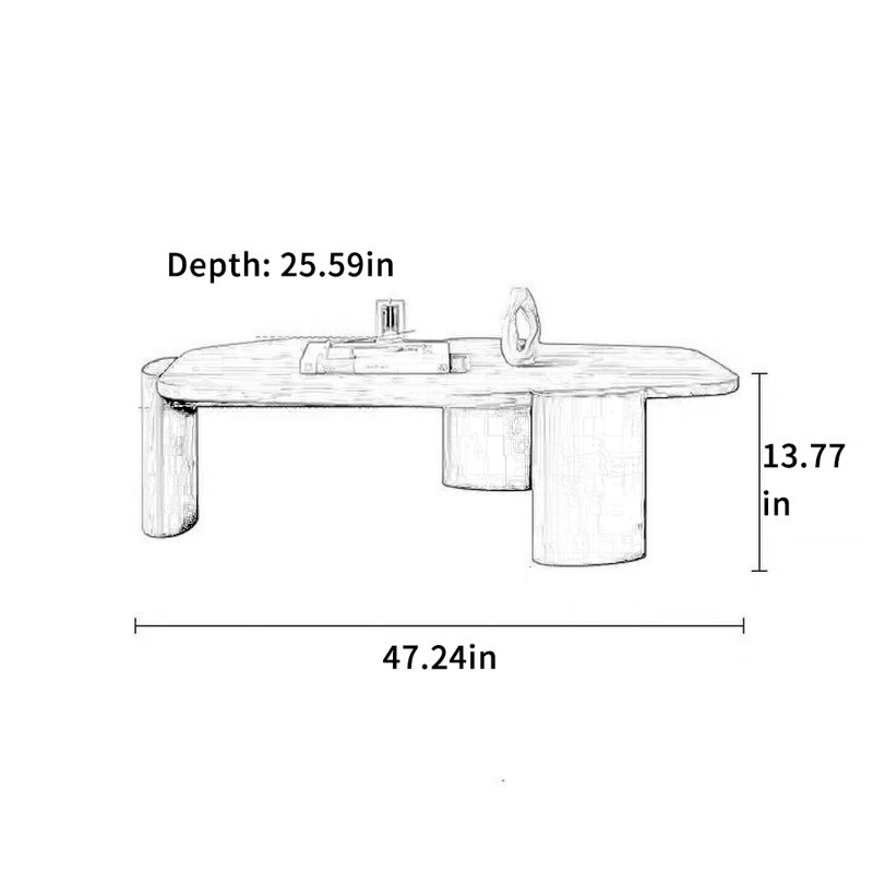 Table basse moderne et minimaliste, H 13,77 po x L 47,24 po x l 25,59 po