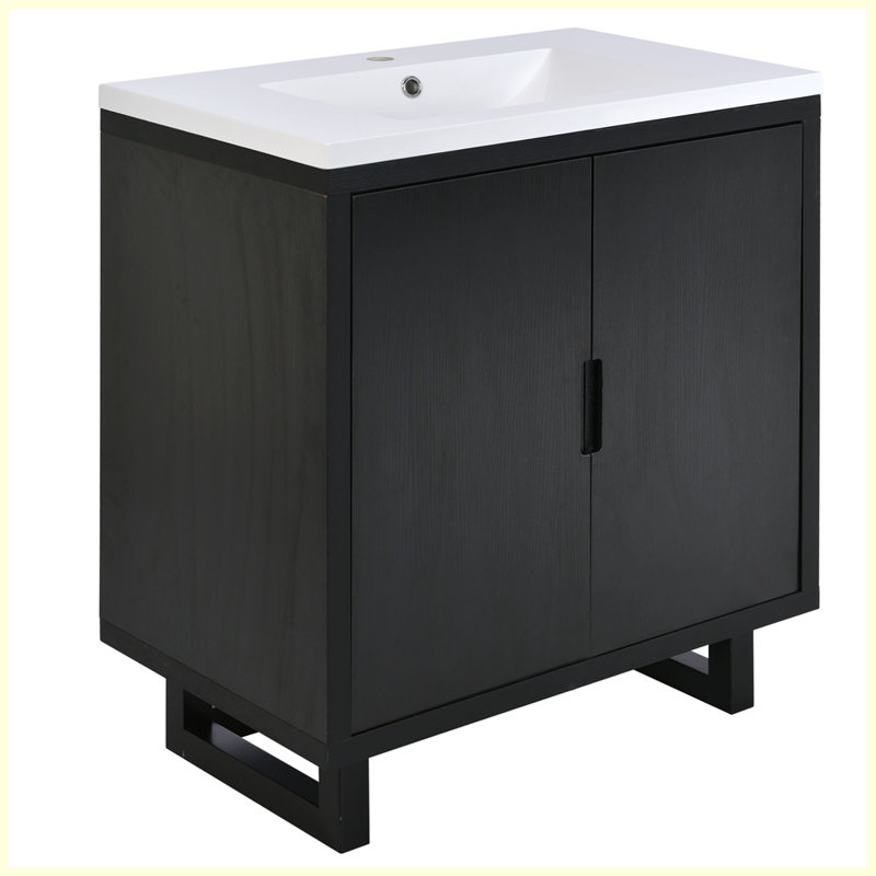 Ensemble de meuble-lavabo moderne avec lavabo, Noir, noir, noir, noir