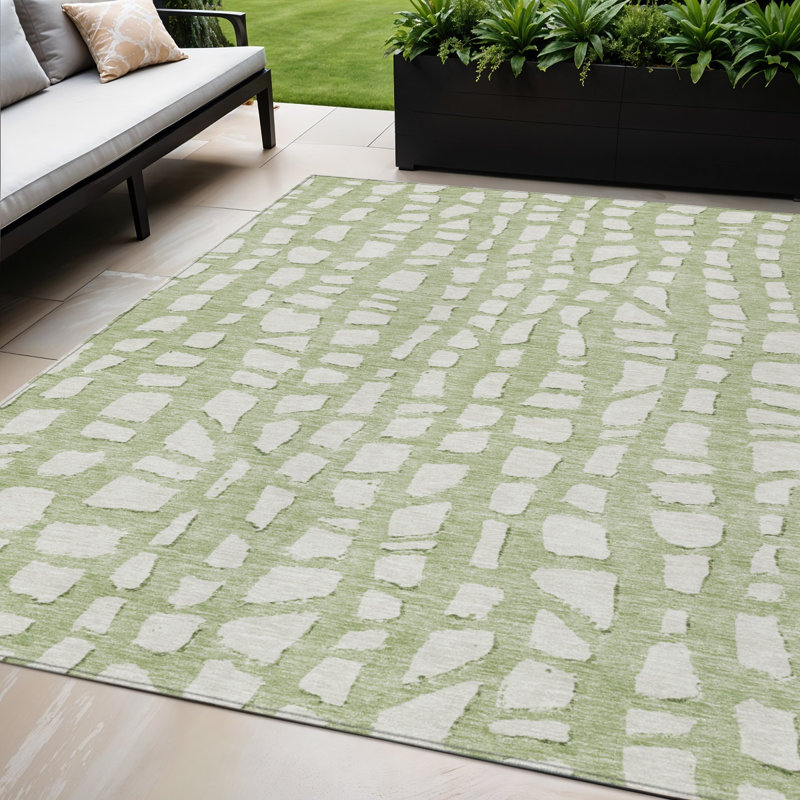 Tapis ivoire intérieur lavable abstrait ivoire, Rectangle de 5 pi x 8 pi
