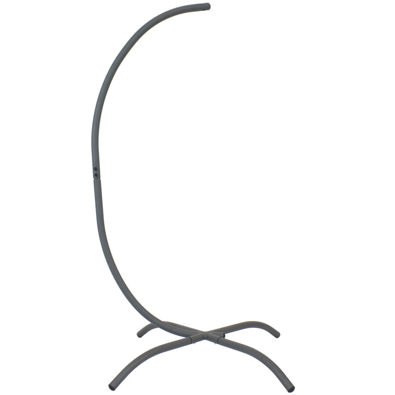 Support à œufs suspendu en acier thermolaqué Rutan avec pieds courbés et base en X - Gris