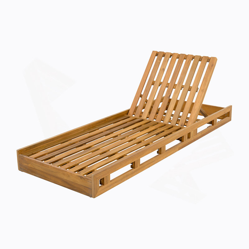 Ensemble de chaises longues en bois d'acacia massif avec coussin de détente (gris foncé et triple pli) - version assortie disponible