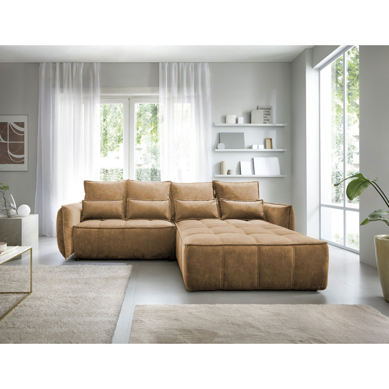 Bonella 4 Seater Sofa Bed, Brown, Right Hand Facing