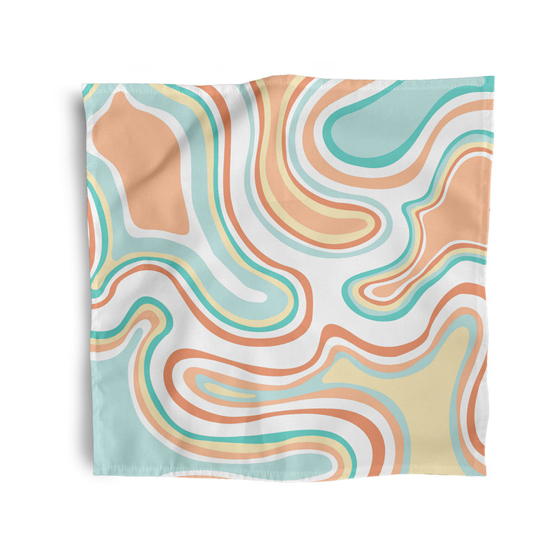 Arnella Polyester Abstract Square Napkin, Coral
