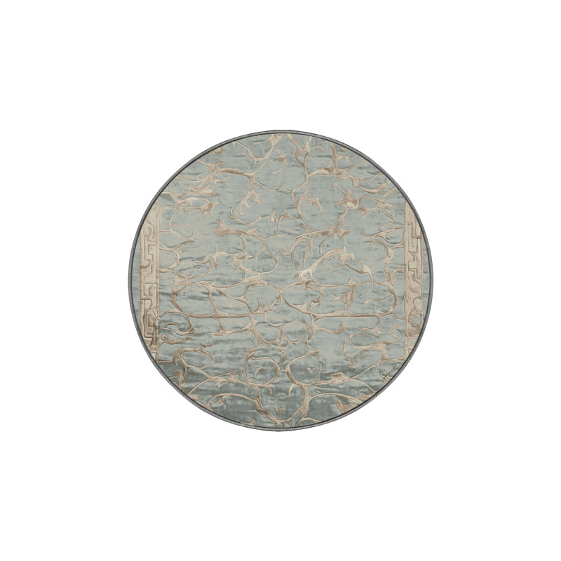 Tapis gris lavable à la machine, Rond 3 pi