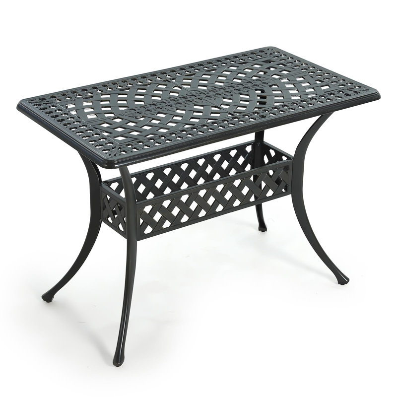  Table de salle à manger d'extérieur, table de salle à manger rectangulaire en aluminium coulé toutes saisons de 42 po, table de bistro de 200 lb à usage intensif pour terrasse et jardin près de la piscine, bronze foncé