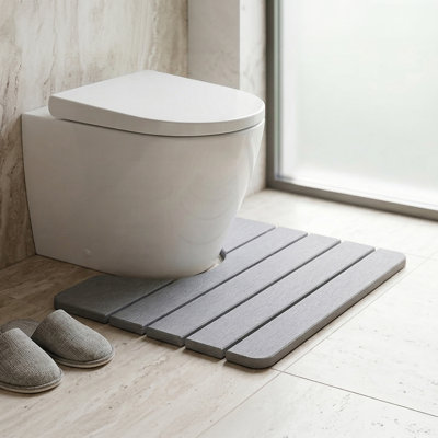 Diatomite Quick-Dry Stone Toilet Contour Mat – Ultra Absorbent Bathroom Floor Mat