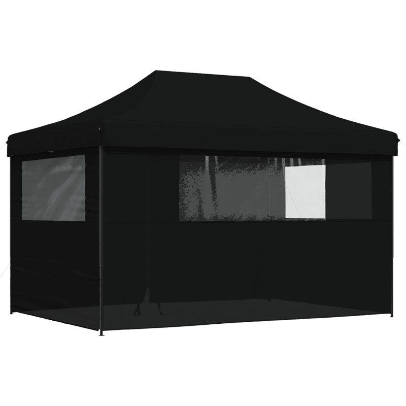 Vidaxl Foldable Tent Pop-Up Outdoor Party Tent Garden Gazebo Canopy Shelter, Black, Black, 315cm H x 410cm W x 279cm D