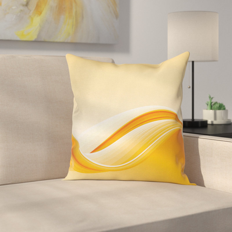 Modern Yellow and Orange Polyester 16'' Throw Pillow