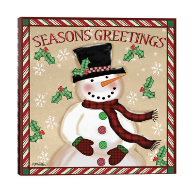Season's Greetings Snowmen I by Jen Killeen - No Frame Print on Canvas
