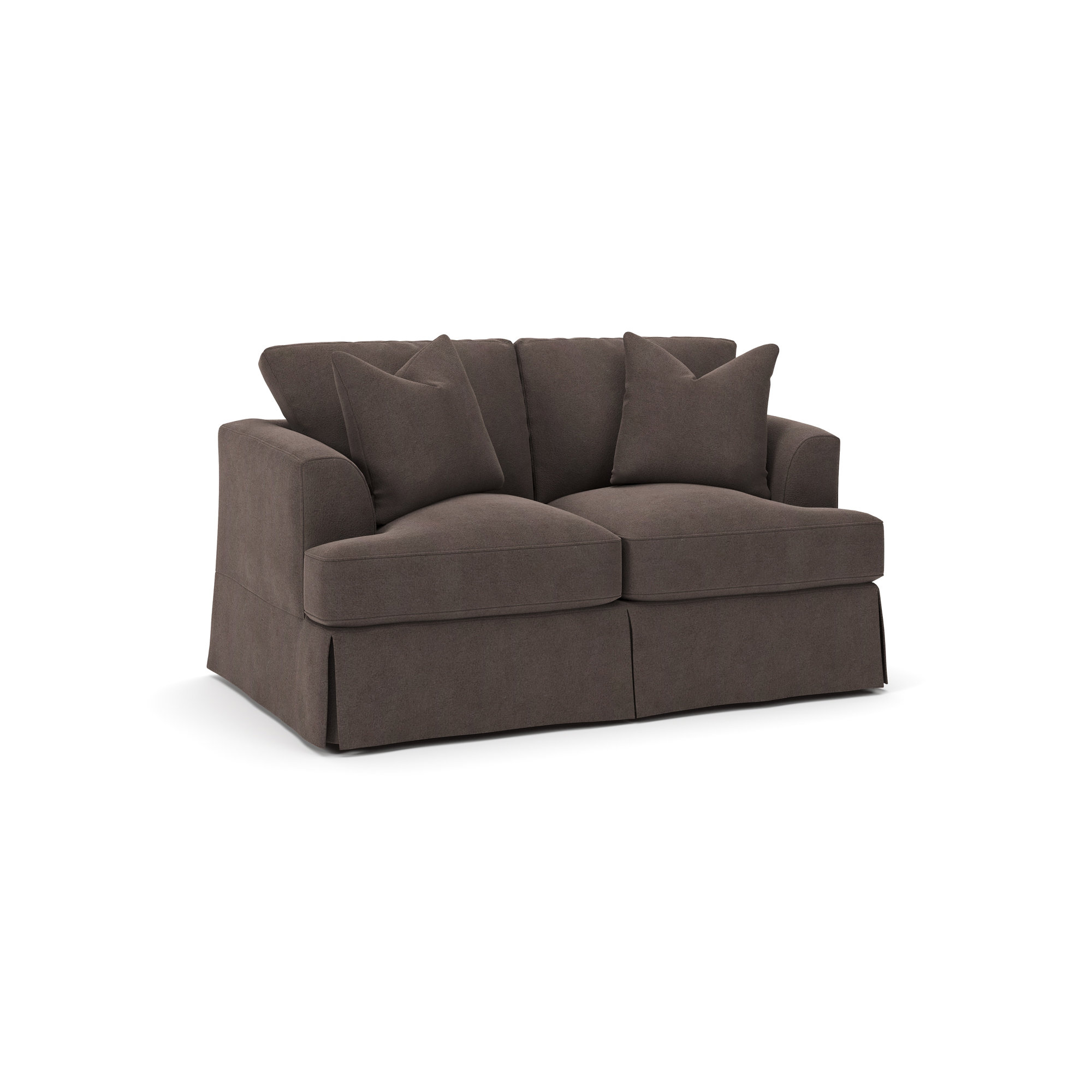 Lucia 65.5" Recessed Arm Slipcovered Loveseat, Bella Ash Performance Velvet