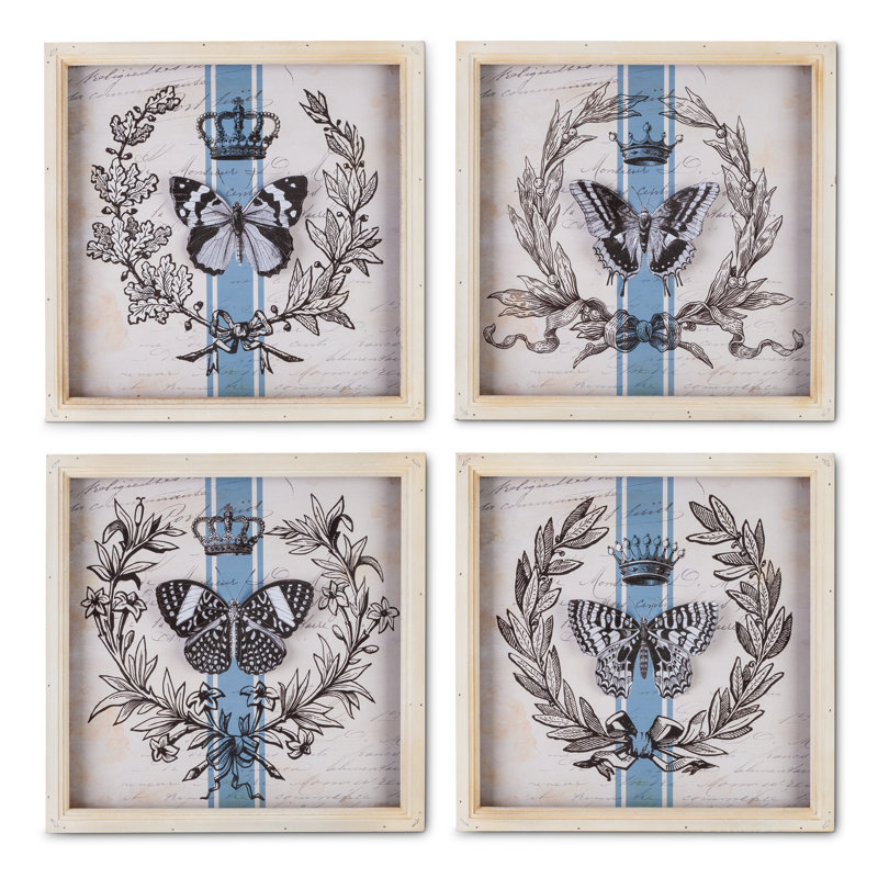 Art inspiré de la nature, ensemble de 4 papillons royaux encadrés