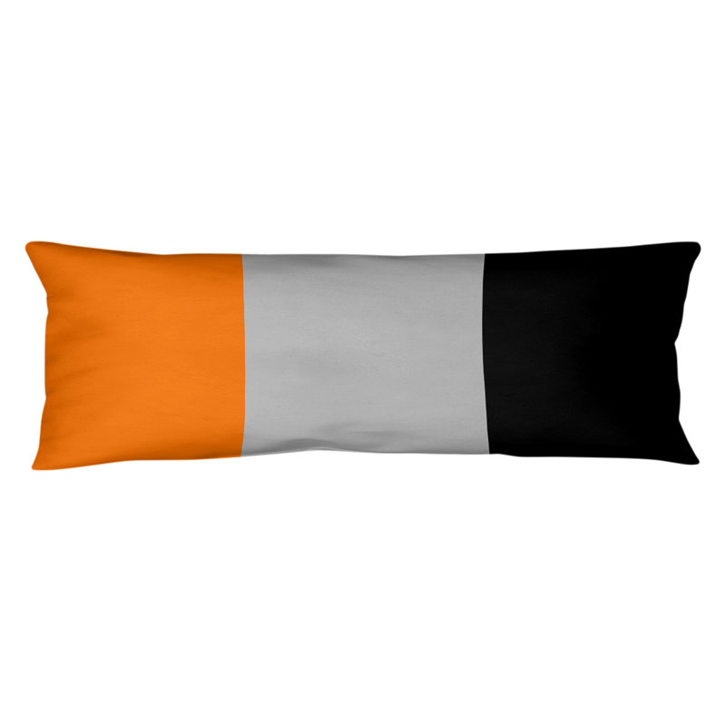 Abel Polyester Medium Pillow, Orange/Silver/Black