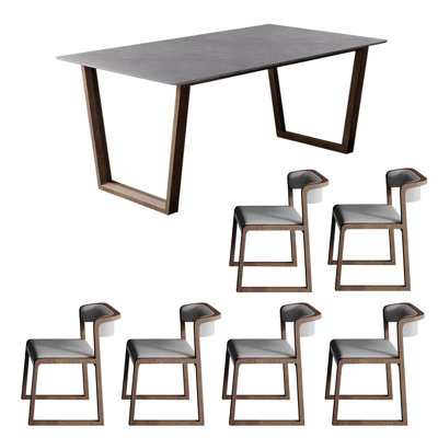 Rectangular modern style rock plate dining table