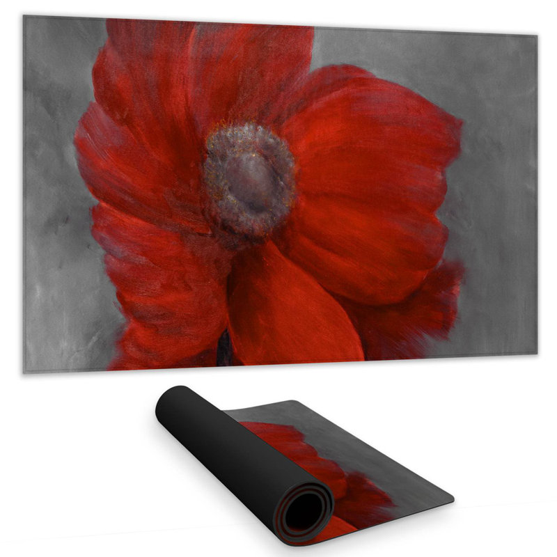 Red flower in the wind - 14.00"x24.25" Desk mat
