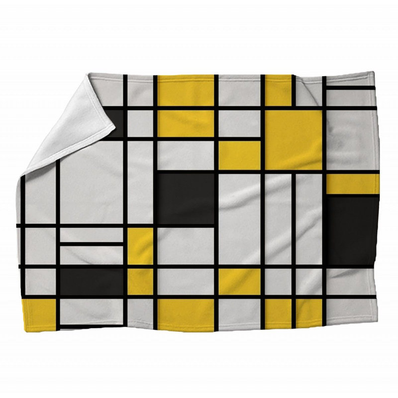 Machine Printed Throw Blanket, 60" L x 50" W, Plaid, White/Yellow